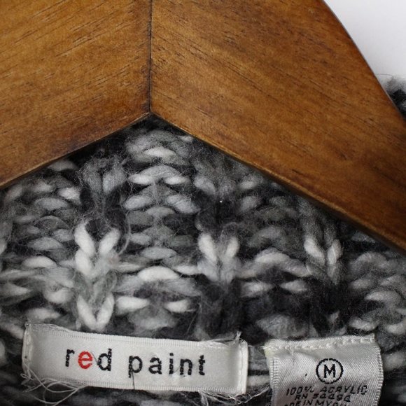 Red Paint Full Zip Knit Sweater - Picture 5 of 5